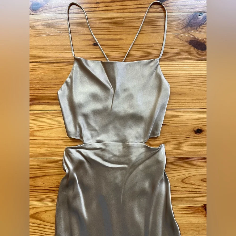 BEC + BRIDGE Gold Silk Backless Midi Slip Dress 0 2 XS - Picture 4 of 6